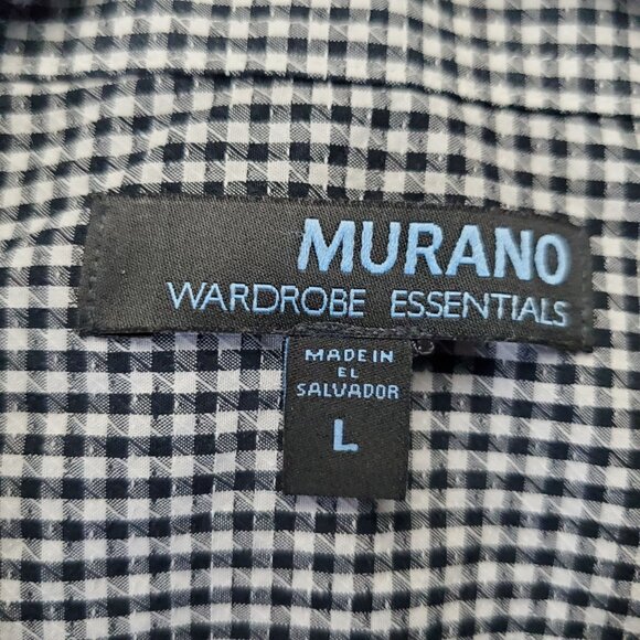Murano Shirt Mens Size Large Black & White Checkered Button-Up Long Sleeve - Picture 2 of 9